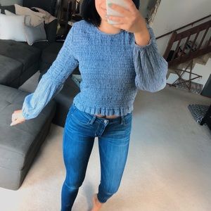 fitted seersucker blouse